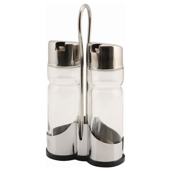 Genware Oil & Vinegar Set With Stand - 4016