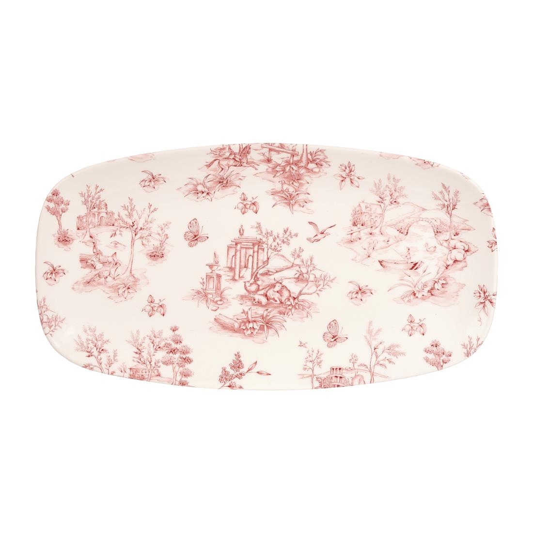 Churchill Vintage Prints Rectangular Plates Cranberry Toile 355mm (Pack of 6)