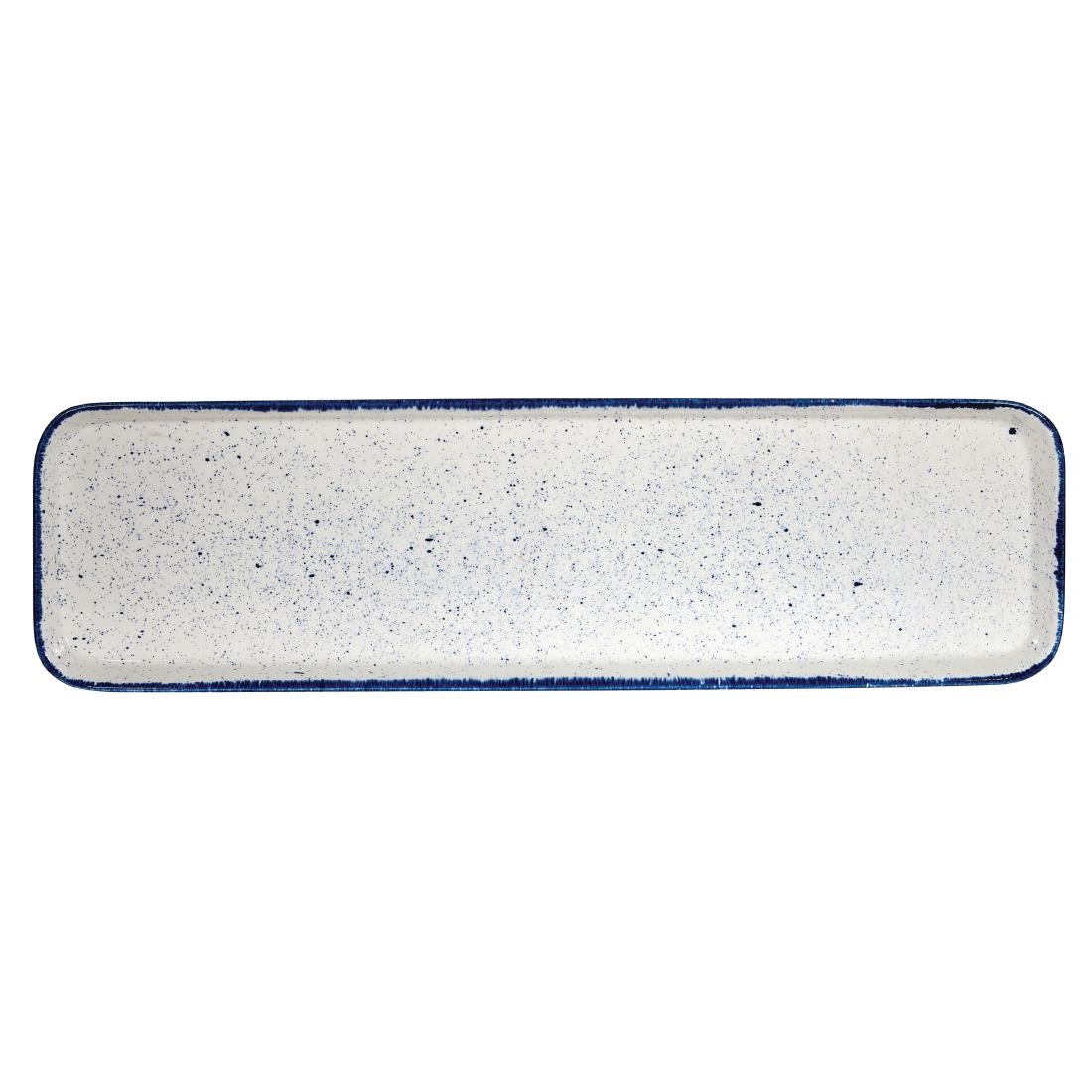 Churchill Stonecast Hints Rectangular Flat Trays Indigo Blue 150 x 530mm (Pack of 4)