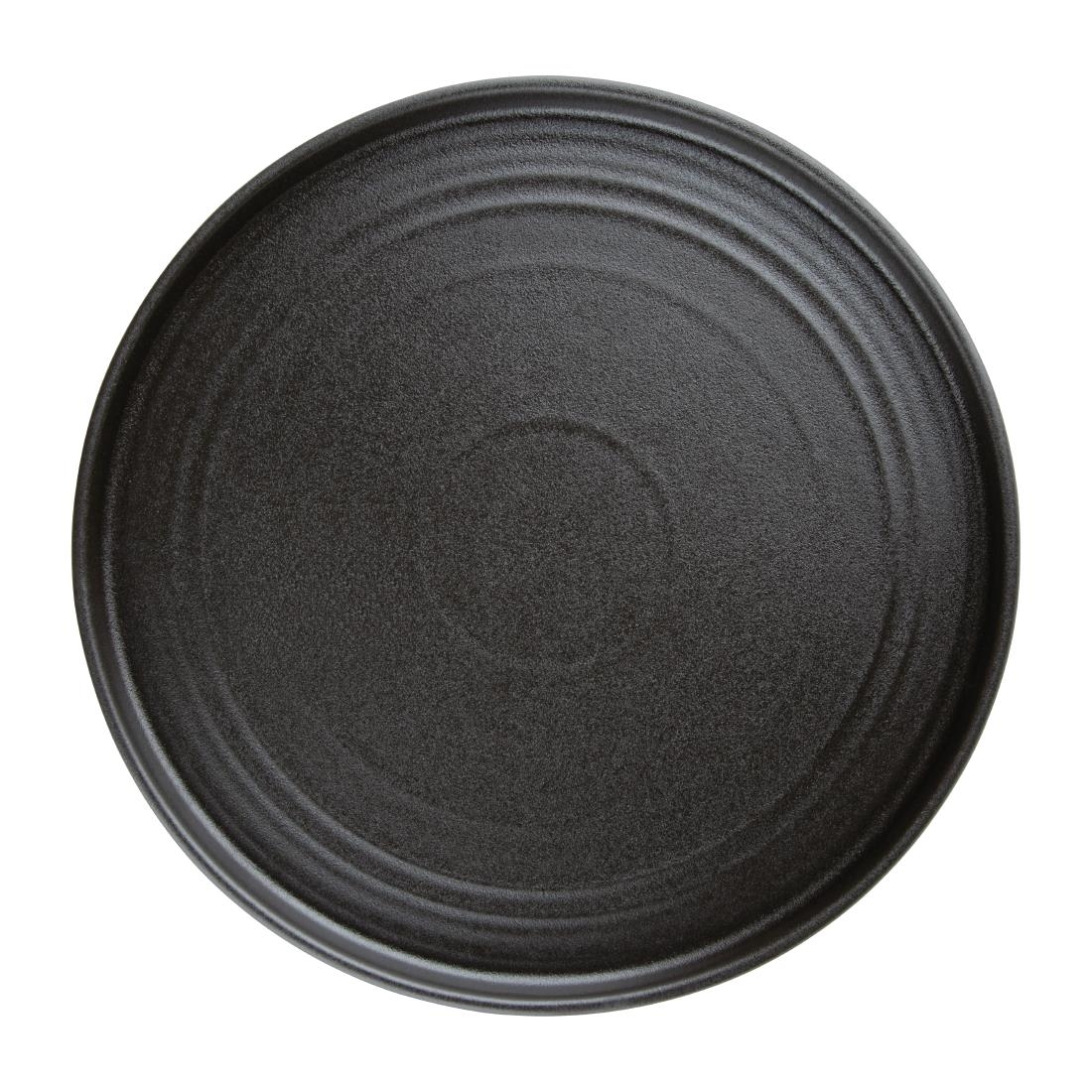 Olympia Cavolo Textured Black Flat Round Plates 270mm (Pack of 4)