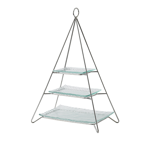 Pyramid 3 Tier Cake Stand Stainless Steel (No Plates) - 44-77-121 (Pack of 2)