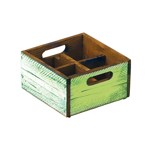 Stackable Green Wooden Box - 4 compartments - 45-42-743