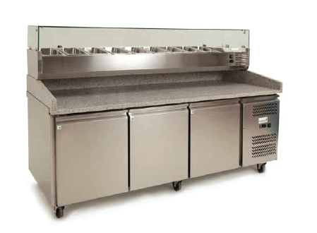 Kingfisher PZ3600 Granite top refrigerated prep counter with toppings rail - R-A-PZ3600TN