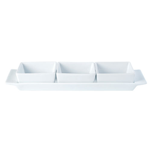 Square Shaped Set of 3 Bowls & Tray 29x9cm/11.5