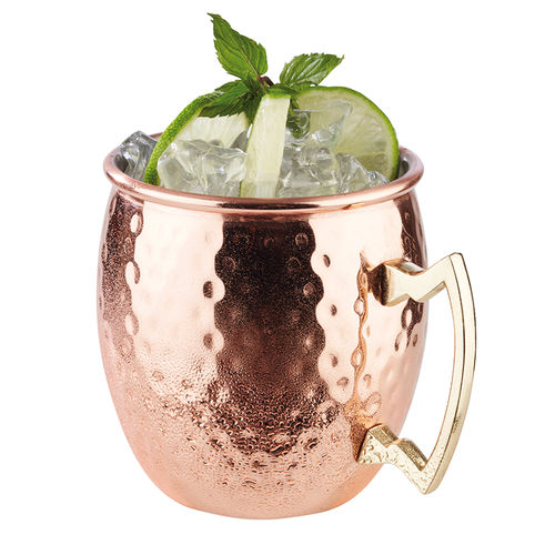 Glossy Hammered Copper look Moscow Mule Barrel Mug - 93311 (Pack of 1)