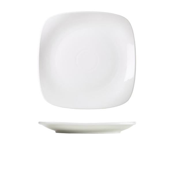 Genware Porcelain Rounded Square Plate 25cm/ 9.75 - 184525 (Pack of 6)
