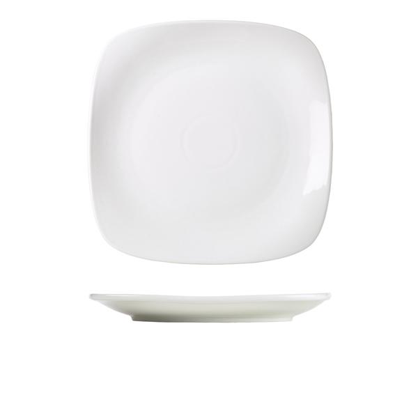 Genware Porcelain Rounded Square Plate 27cm/ 10.5 - 184527 (Pack of 6)