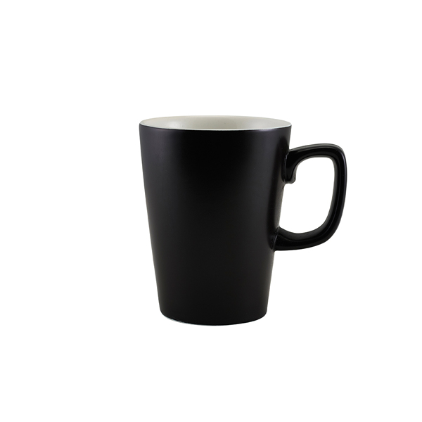 Genware Porcelain Matt Black Latte Mug 34cl/12oz - 322135MBK (Pack of 6)