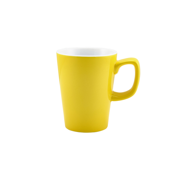 Genware Porcelain Yellow Latte Mug 34cl/12oz - 322135Y (Pack of 6)