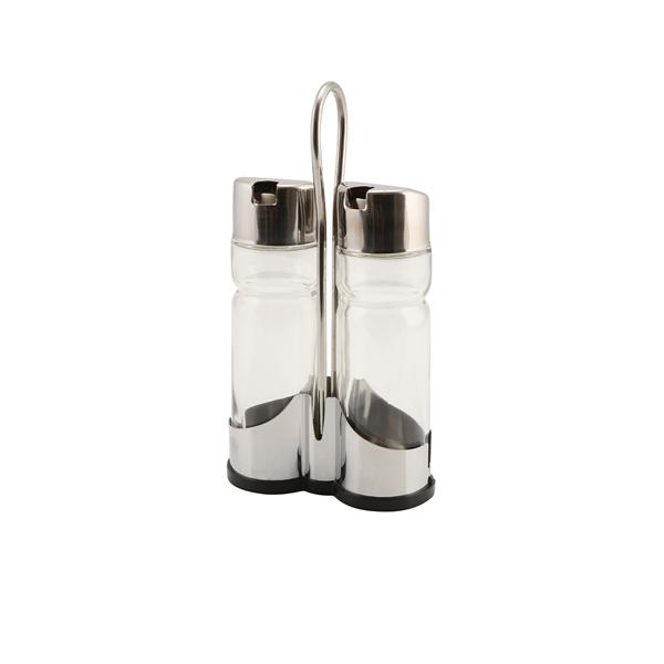 Genware Oil & Vinegar Set With Stand - 4016