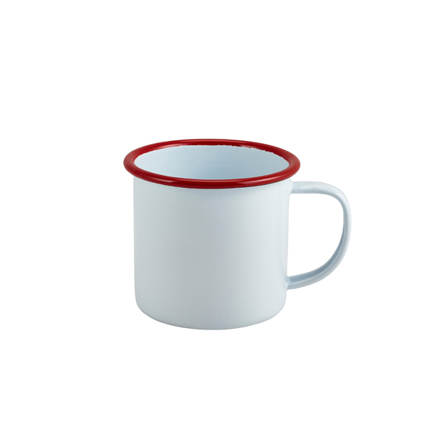 Enamel Mug White with Red Rim 36cl/12.5oz - 50008WHR