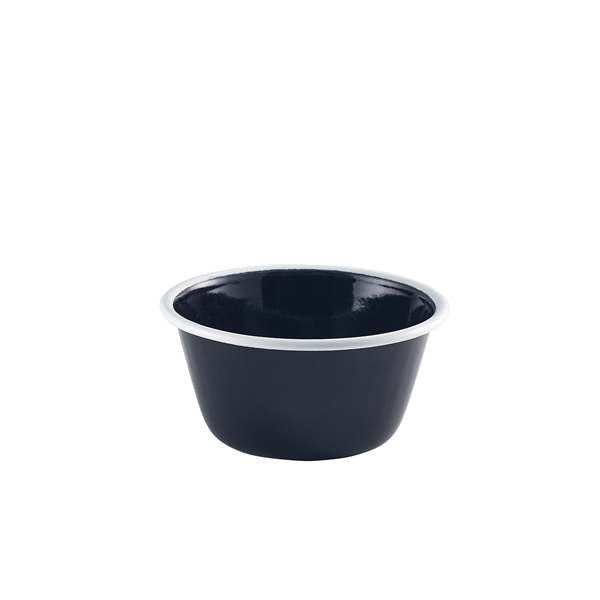Enamel Deep Pie Dish Black with White Rim 12cm - 59512BK