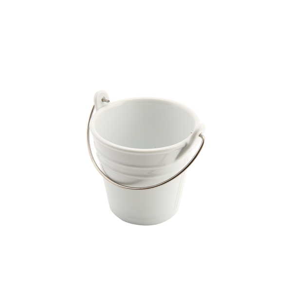 Genware Ceramic Bucket W/ St/St Handle 11cm Dia - B4245 (Pack of 6)