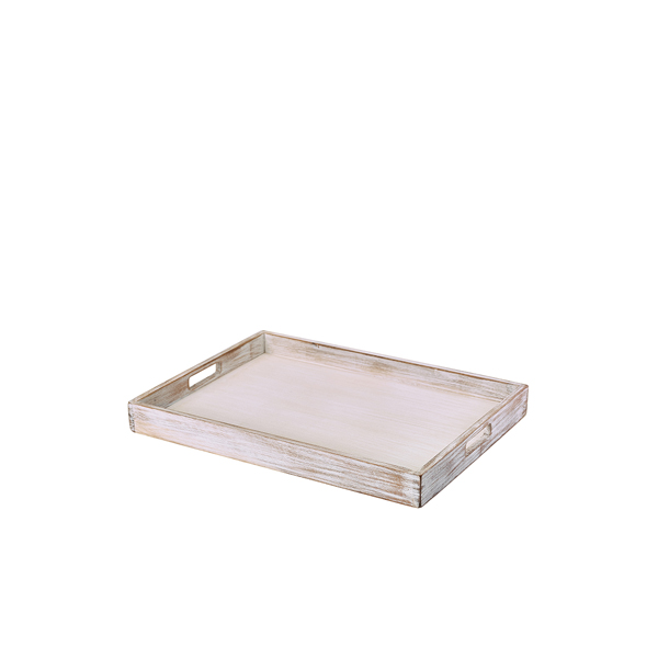 GenWare White Wash Butlers Tray 44 x 32 x 4.5cm - BT4432W (Pack of 1)