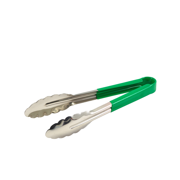 Genware Colour Coded St/St. Tong 31cm Green - CCT31G