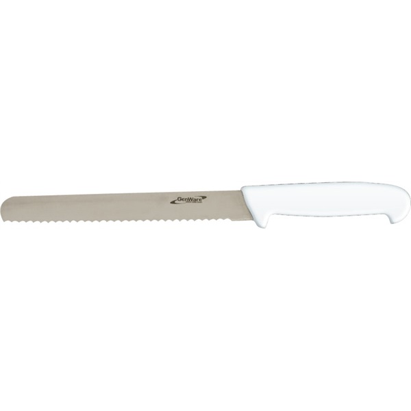 Genware 8'' Bread Knife White (Serrated) - K-BR8W