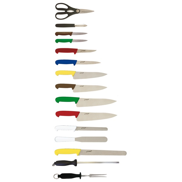 15 Piece Colour Coded Knife Set + Knife Case - KCASECOL15