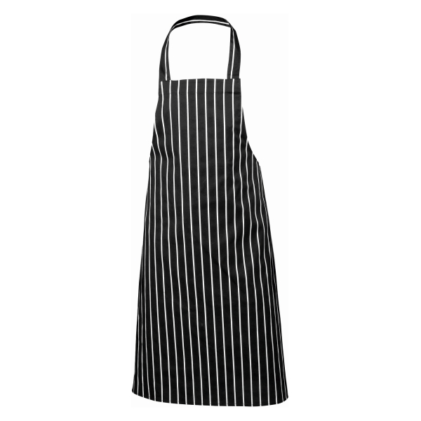 Black Butchers Stripe Bib Apron 70x100cm - NA08BK