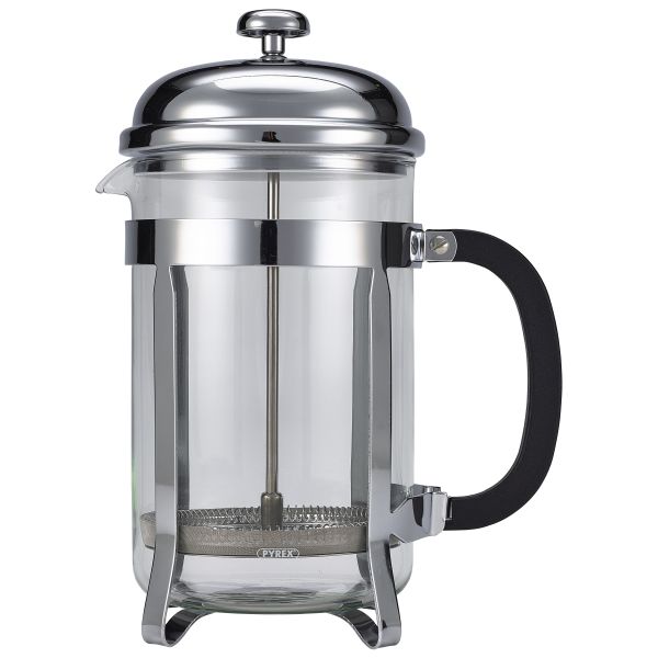 12 Cup Cafetiere Chrome Pyrex 48oz 1.5 Litre - T812C