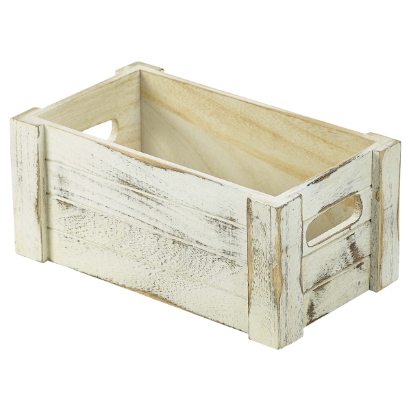 Wooden Crate White Wash Finish 27 x 16 x 12cm - WDC-2716W