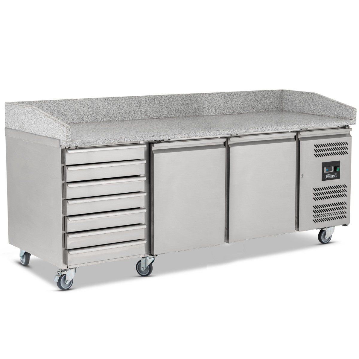 BLIZZARD 2 Dr Pizza Prep Counter with Neutral drawers 580L - BPB2000-7N
