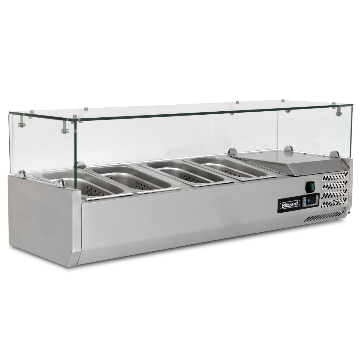 BLIZZARD 1/4 GASTRONORM PREP TOP WITH GLASS COVER 1200MM(W) - TOP1200-14CR