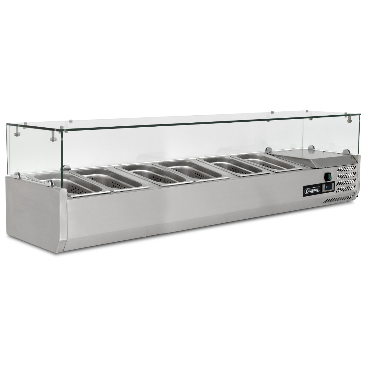 BLIZZARD 1/4 GASTRONORM PREP TOP WITH GLASS COVER 1500MM(W) - TOP1500-14CR