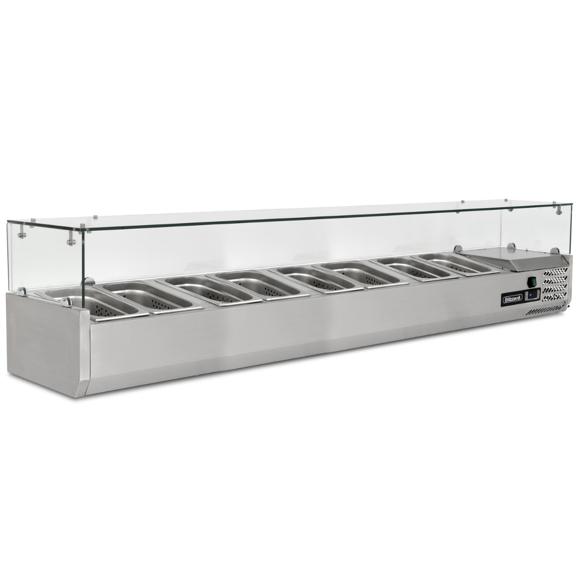 BLIZZARD 1/4 GASTRONORM PREP TOP WITH GLASS COVER 2000MM(W) - TOP2000-14CR
