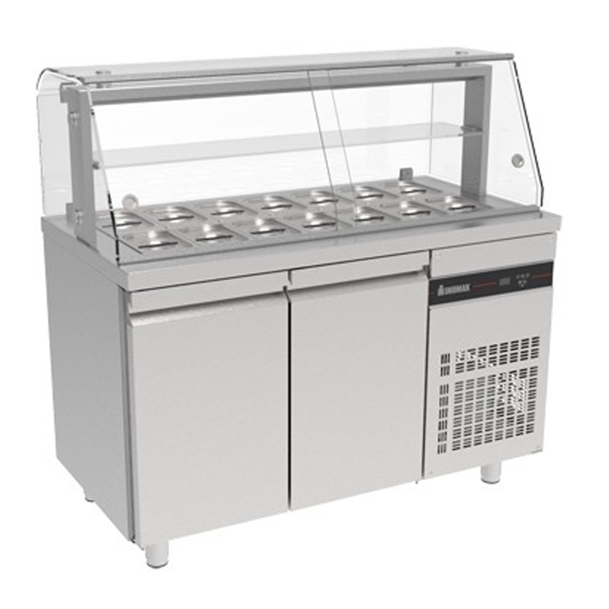 INOMAK Two Door Saladette With Display Case - ZQFP99