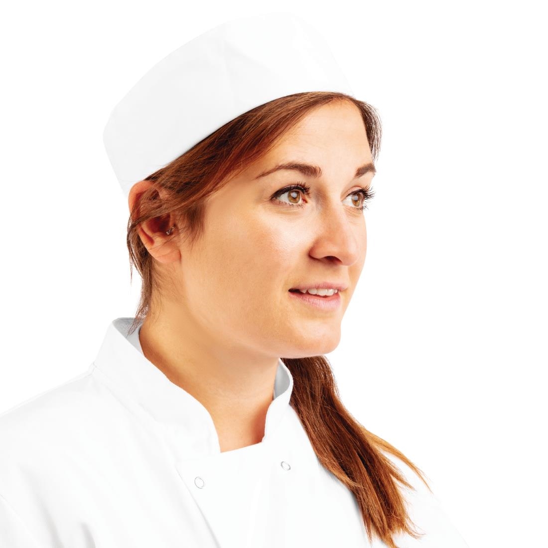Whites Chefs Unisex Skull Cap Polycotton White - S