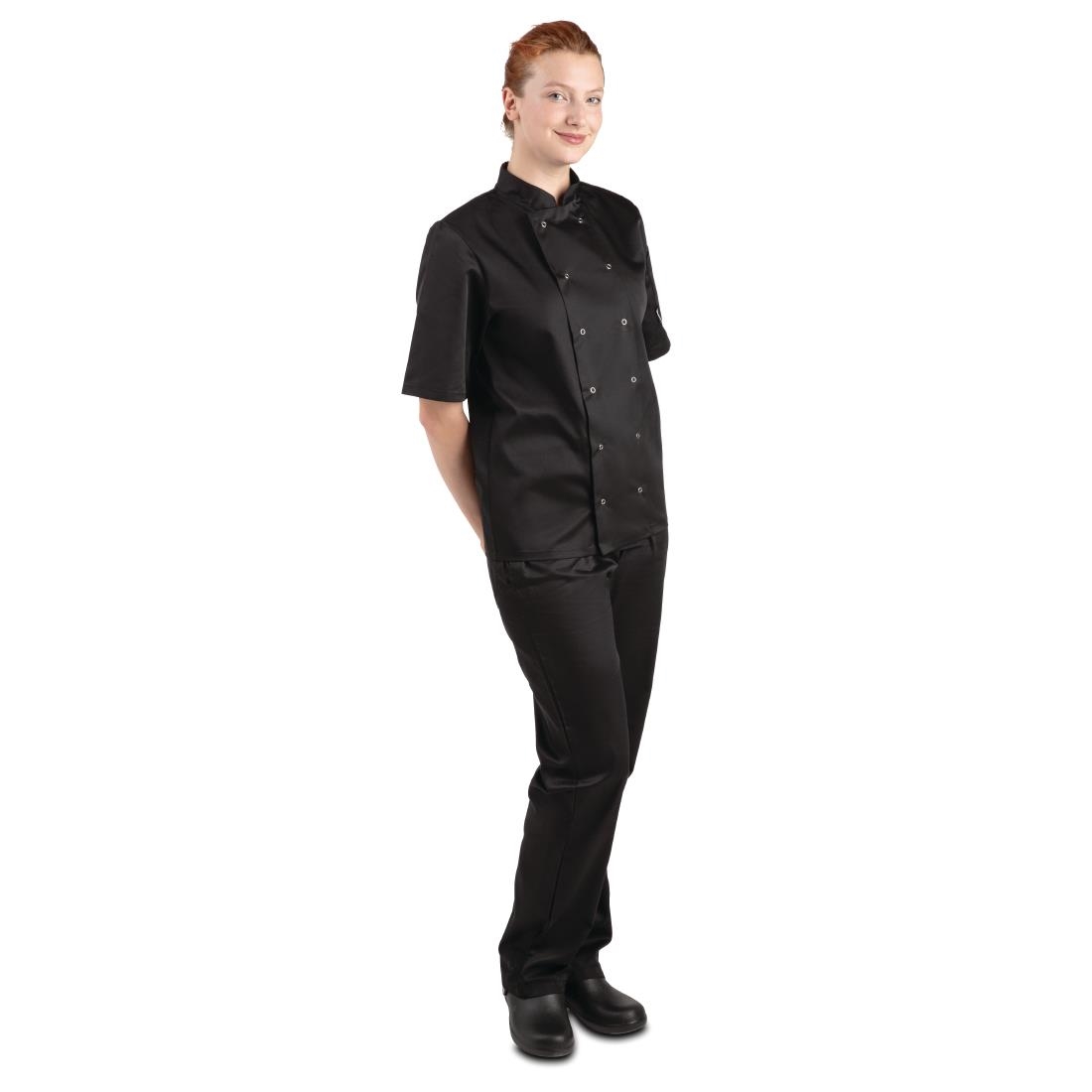 Whites Vegas Unisex Chefs Jacket Short Sleeve Black XL