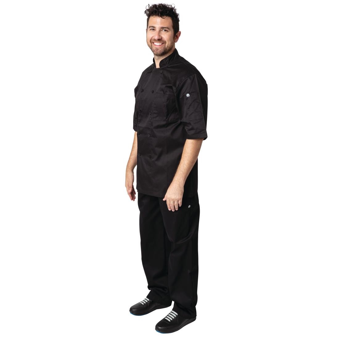 Chefs Works Montreal Cool Vent Unisex Short Sleeve Chefs Jacket Black L