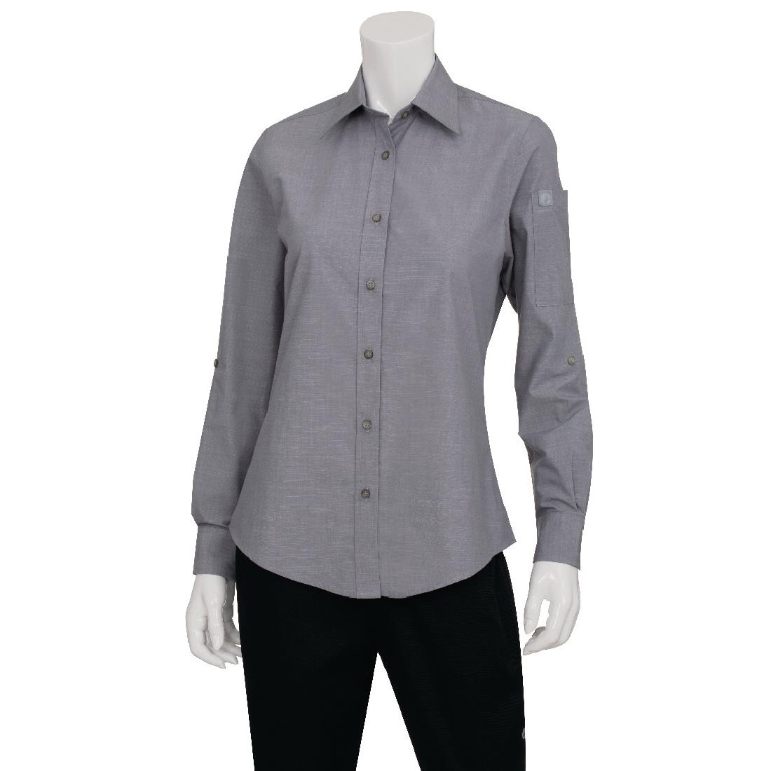 Chef Works Womens Chambray Long Sleeve Shirt Grey L