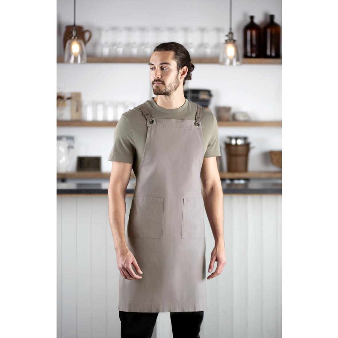 Southside Cotton Canvas Bib Apron Washed Grey