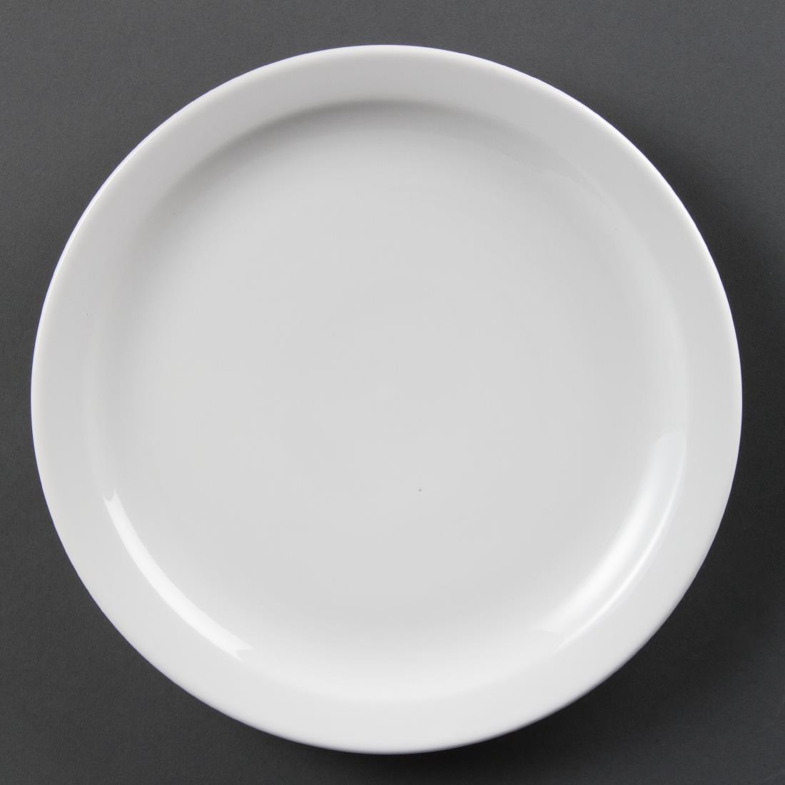 Olympia Whiteware Narrow Rimmed Plates 250mm (Pack of 12)