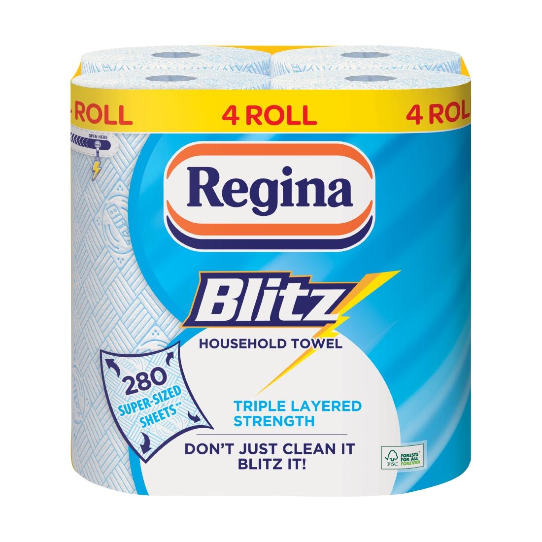 Regina Blitz Household Towel 3-Ply 280 Sheets (Pack of 4)