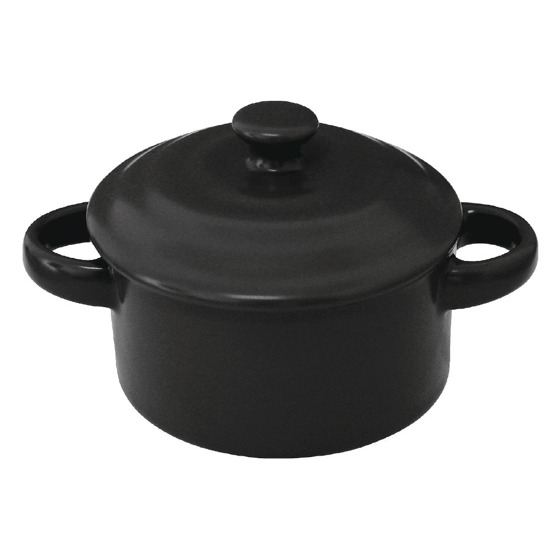 Olympia Mini Round Pots Black 227ml 8oz (Pack of 4)