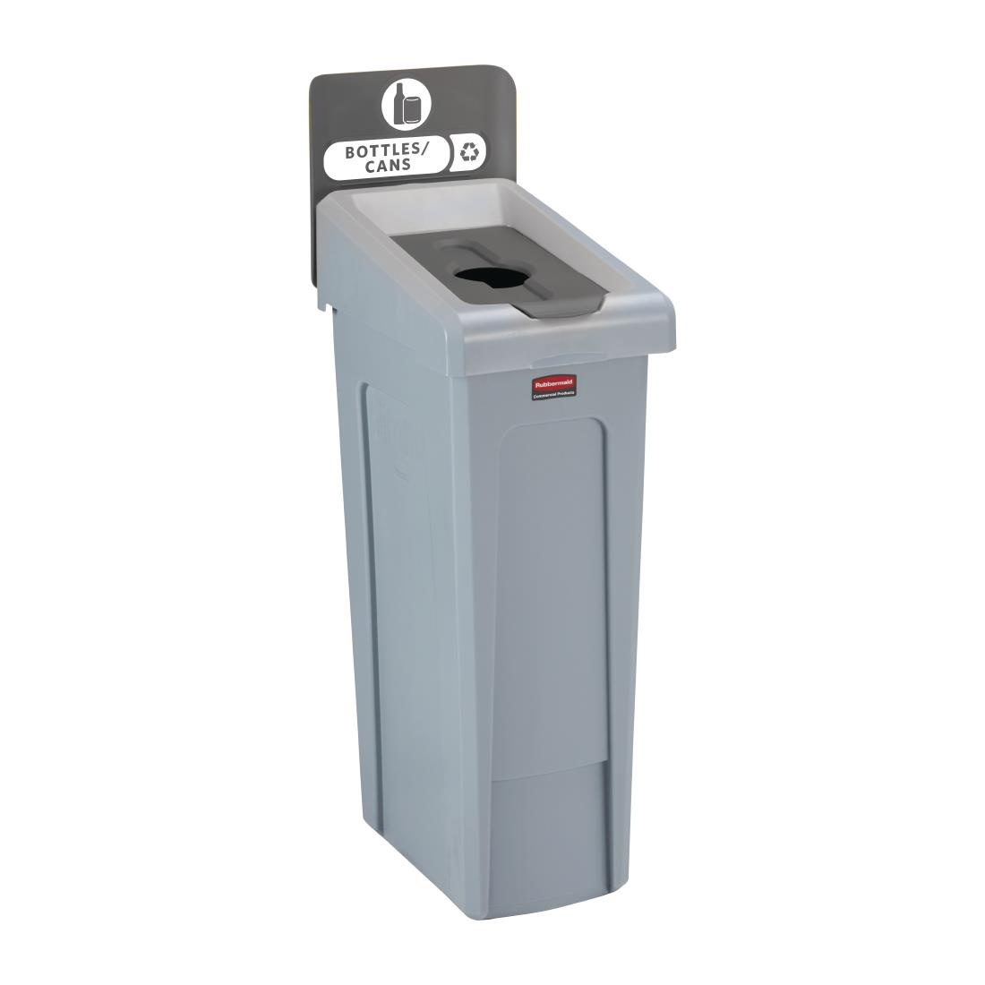 Rubbermaid Slim Jim Bottles and Cans Recycling Station Dark Grey 87Ltr