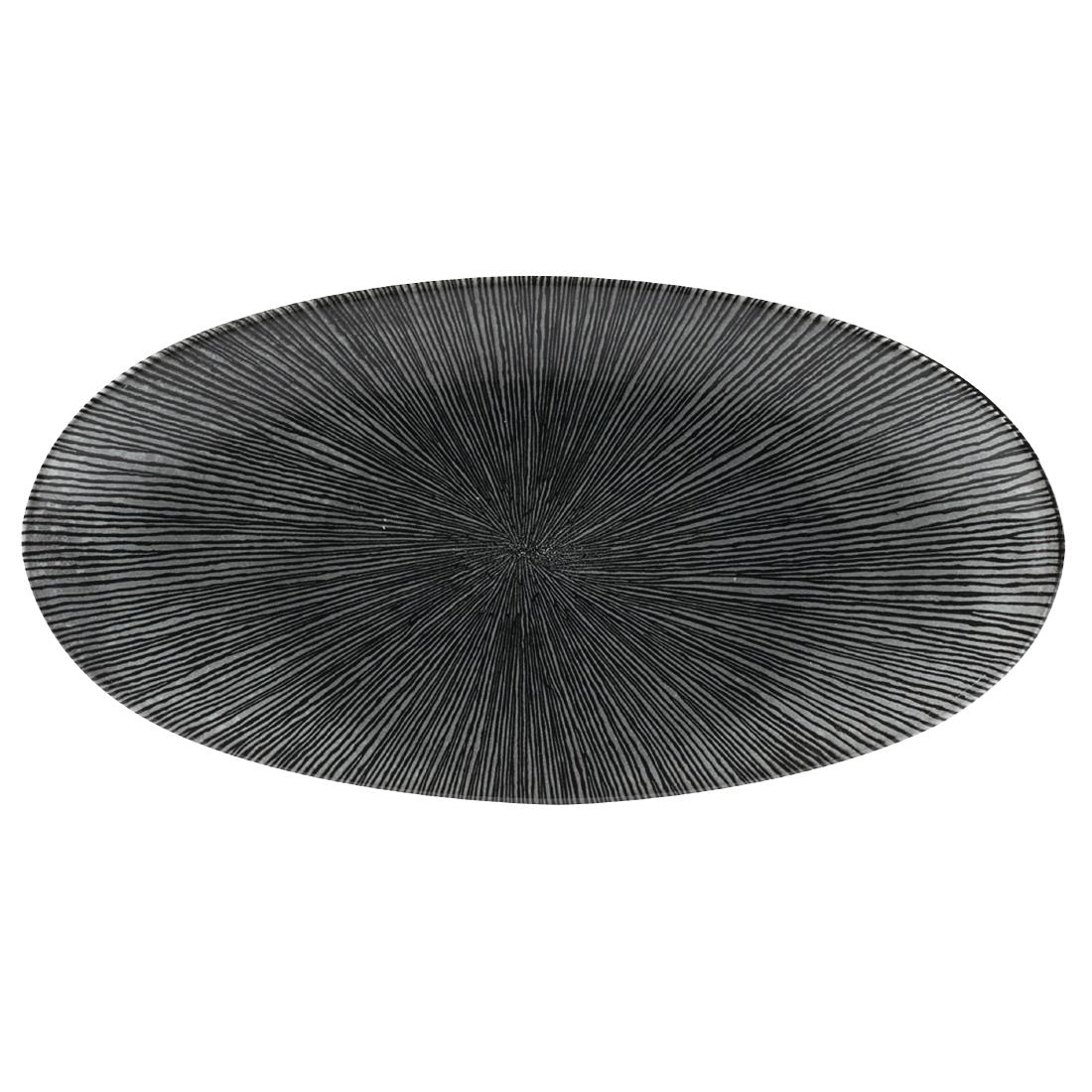 Churchill Studio Prints Agano Oval Chefs Plates Black 347 x 173mm (Pack of 6)