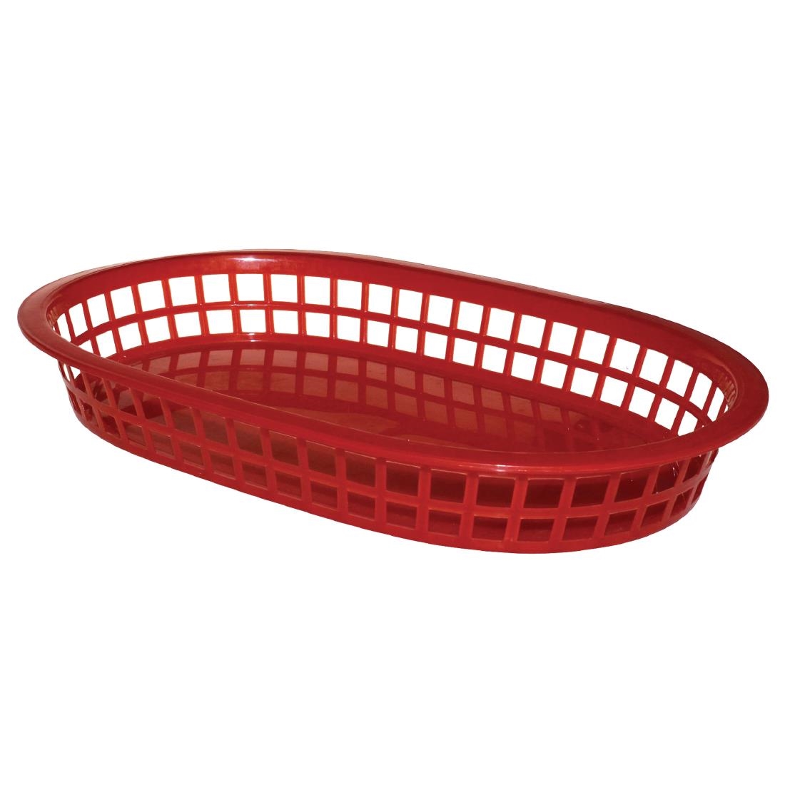 Oval Polypropylene Food Basket Red (Pack of 6)