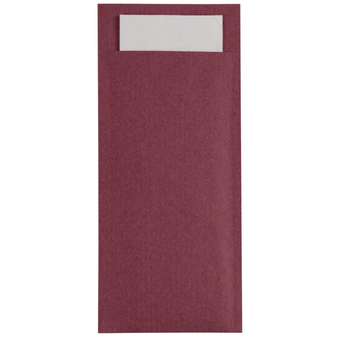 Europochette Kraft Burgundy Cutlery Pouch with Champagne Napkin x 600