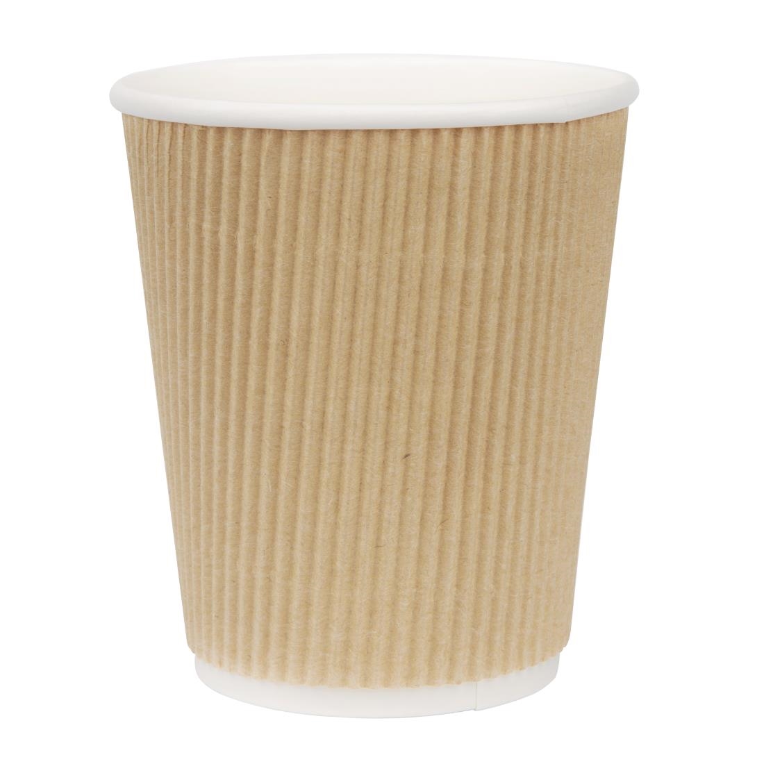 Fiesta Disposable Coffee Cups Ripple Wall Kraft 225ml / 8oz (Pack of 25)