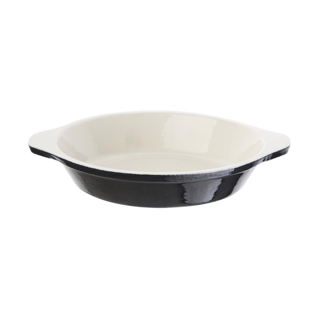 Vogue Black Cast Iron Round Gratin Dish 750ml