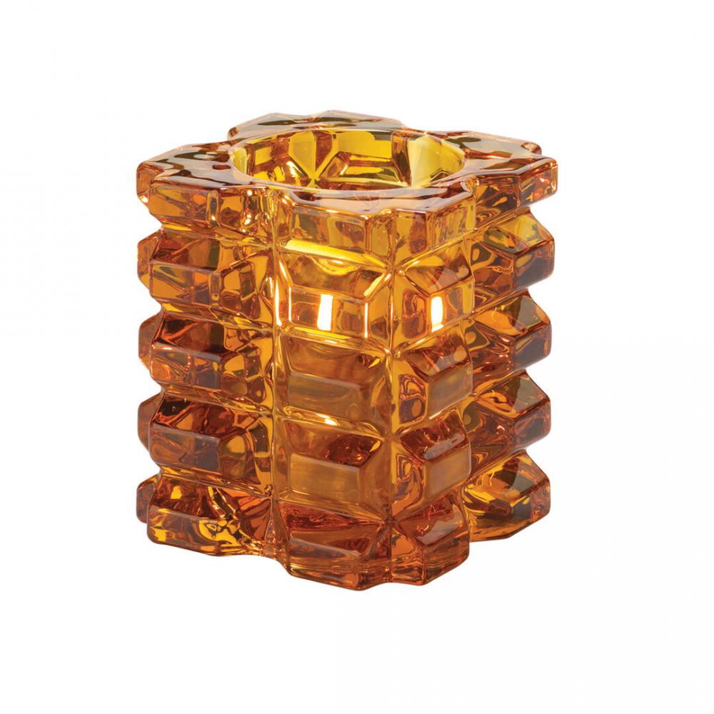 Faceted Cube Amber Glass Votive 7.6 x 8.3cm (3 x 3 1/4) - HW5151A (Pack of 6)