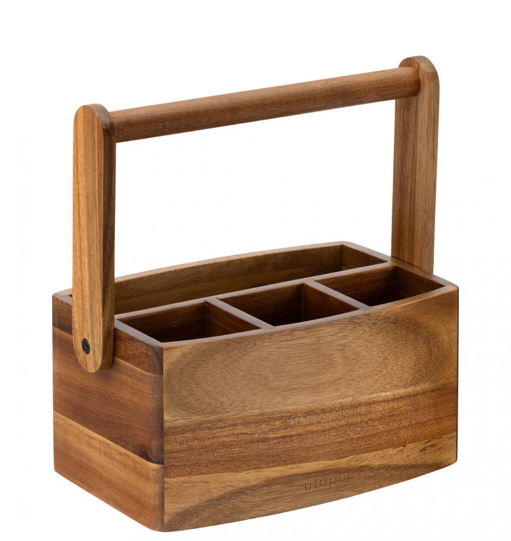 Acacia Straight Sided 4 Compartment Table Caddy - JMP701-000000-B01002