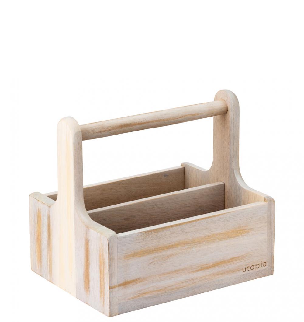 Medium White Wooden Table Caddy - JMP712-000000-B01002