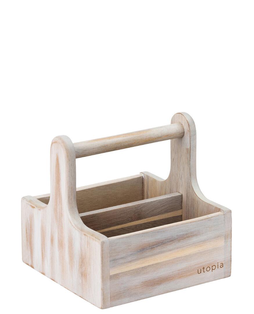 Small White Wooden Table Caddy - JMP713-000000-B01002